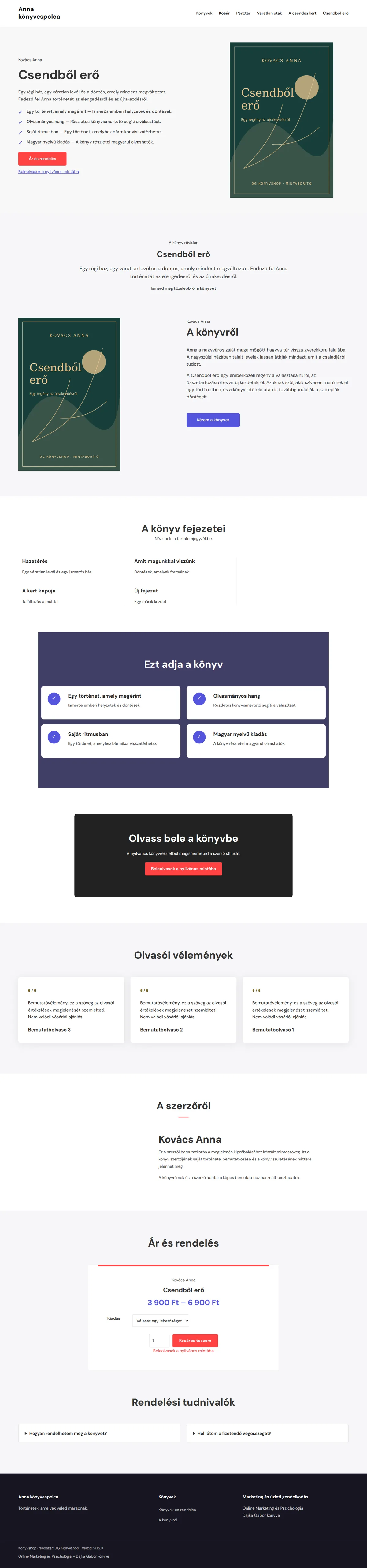 BookHunt – Az eredeti sablon alapján helyreállított DG Könyvshop, mintakönyvekkel