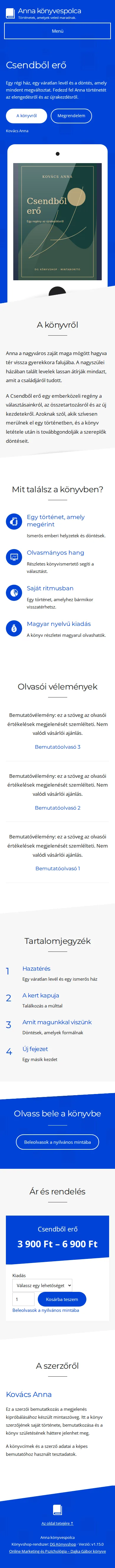 Bookseller teljes mobilos előnézete mintakönyvekkel