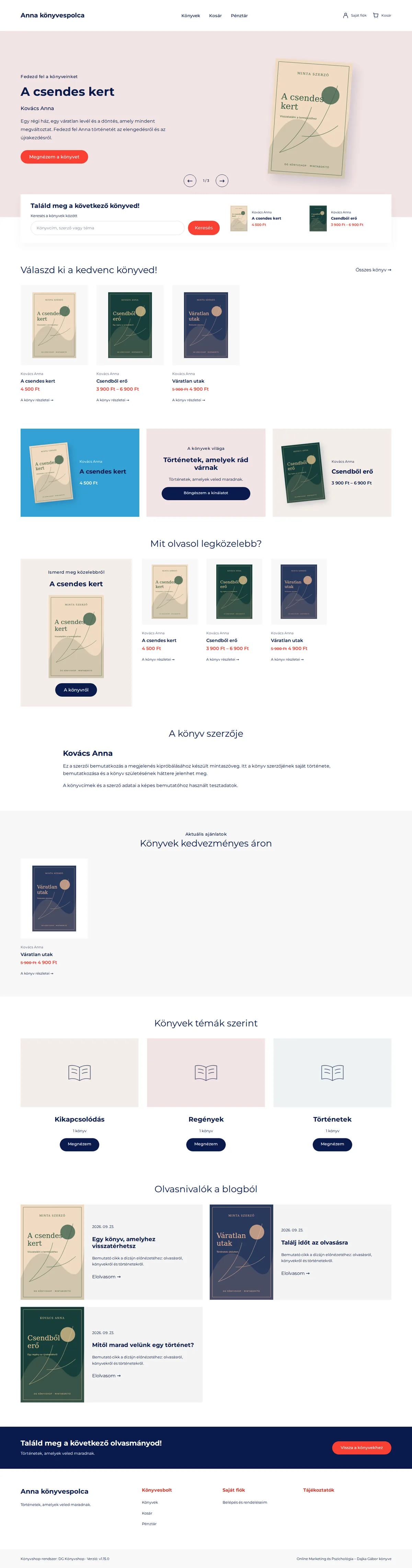 Booksque – Az eredeti sablon alapján kialakított DG Könyvshop, bemutató tartalommal