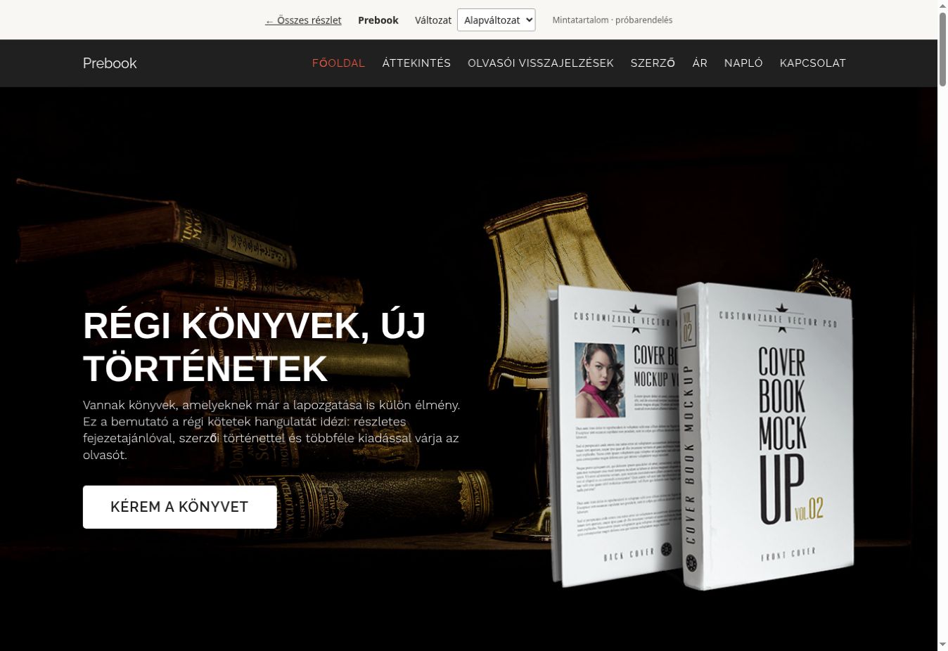 Prebook – A teljes eredeti dizájn képernyőképe